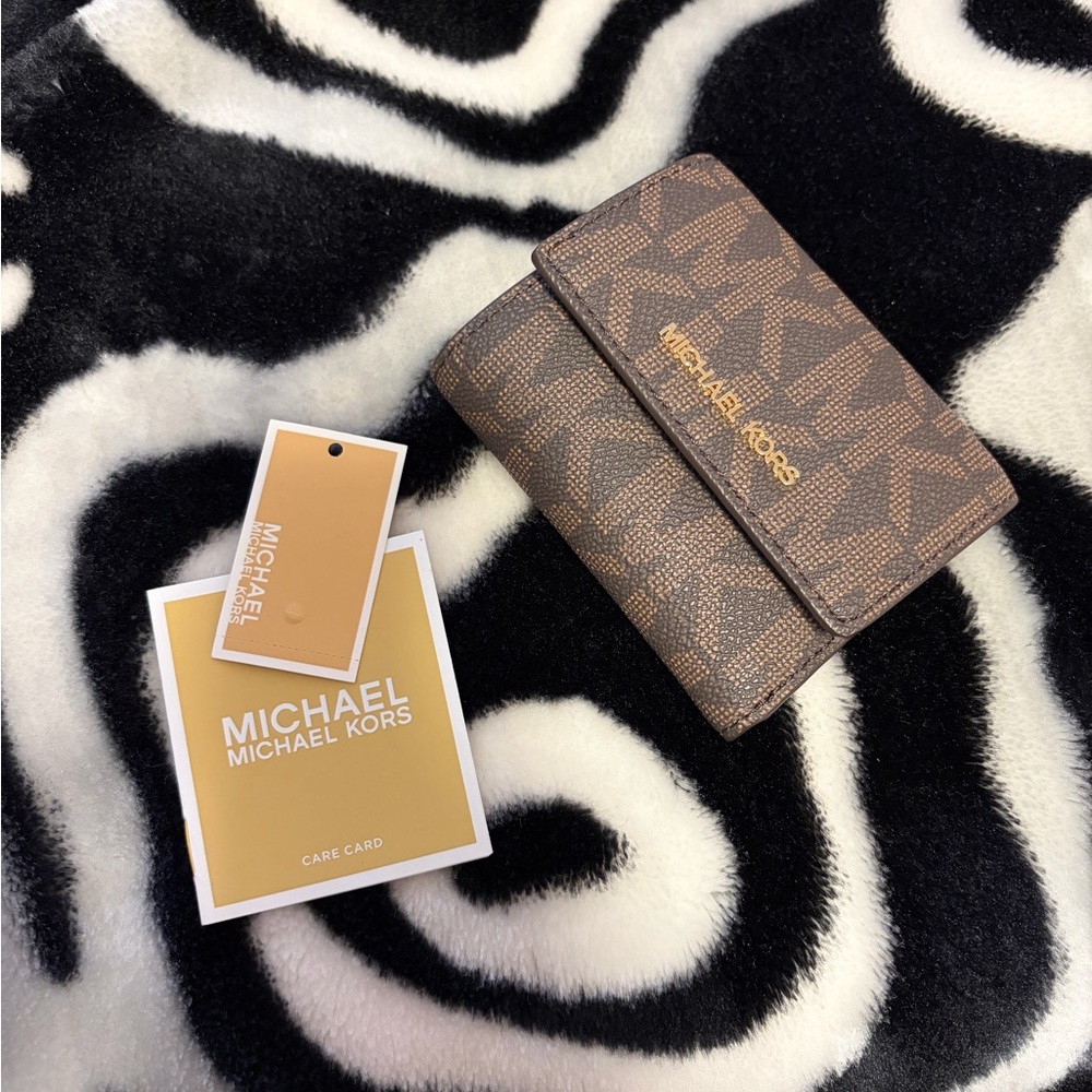 Michael Kors Brown/Gold MK Signature Small Wallet